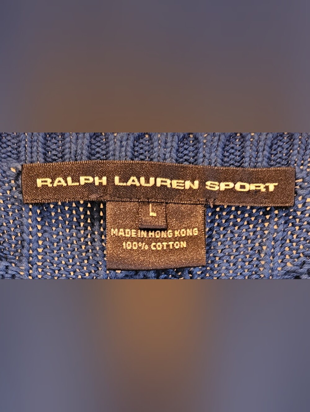 Ralph Lauren Sport Cable Knit Sweater Blue 100% Cotton Women’s L - Picture 2 of 10